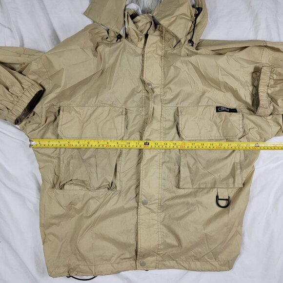Orvis Mens Large Beige Fly Fishing Shell Jacket Hooded Coat Windbreaker - Picture 11 of 14